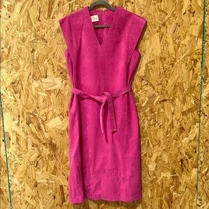 Vintage 70s Abe Schrader Faux Suede Pink Midi Dress